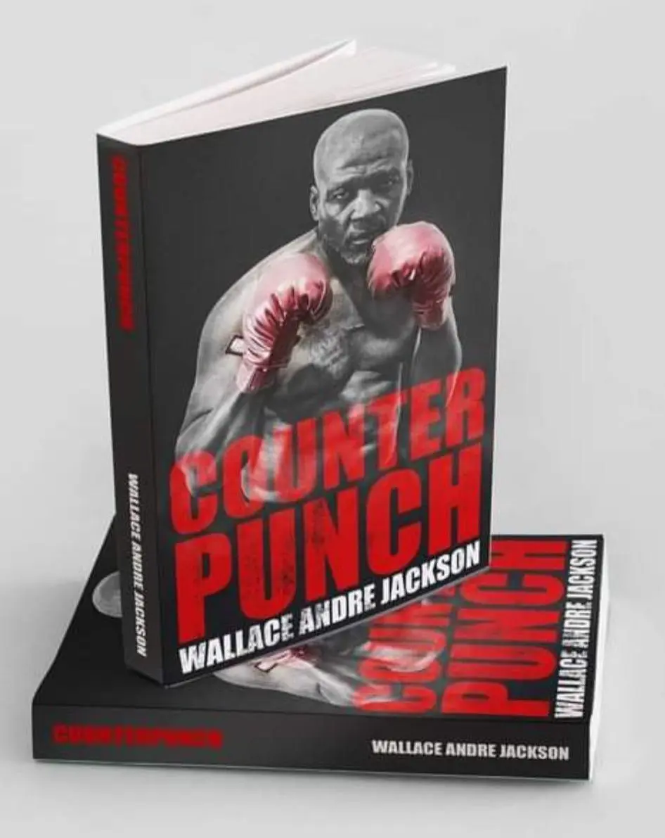 Book titled 'Counter Punch' with a boxer on the cover, highlighting Wallace Andre Jackson.